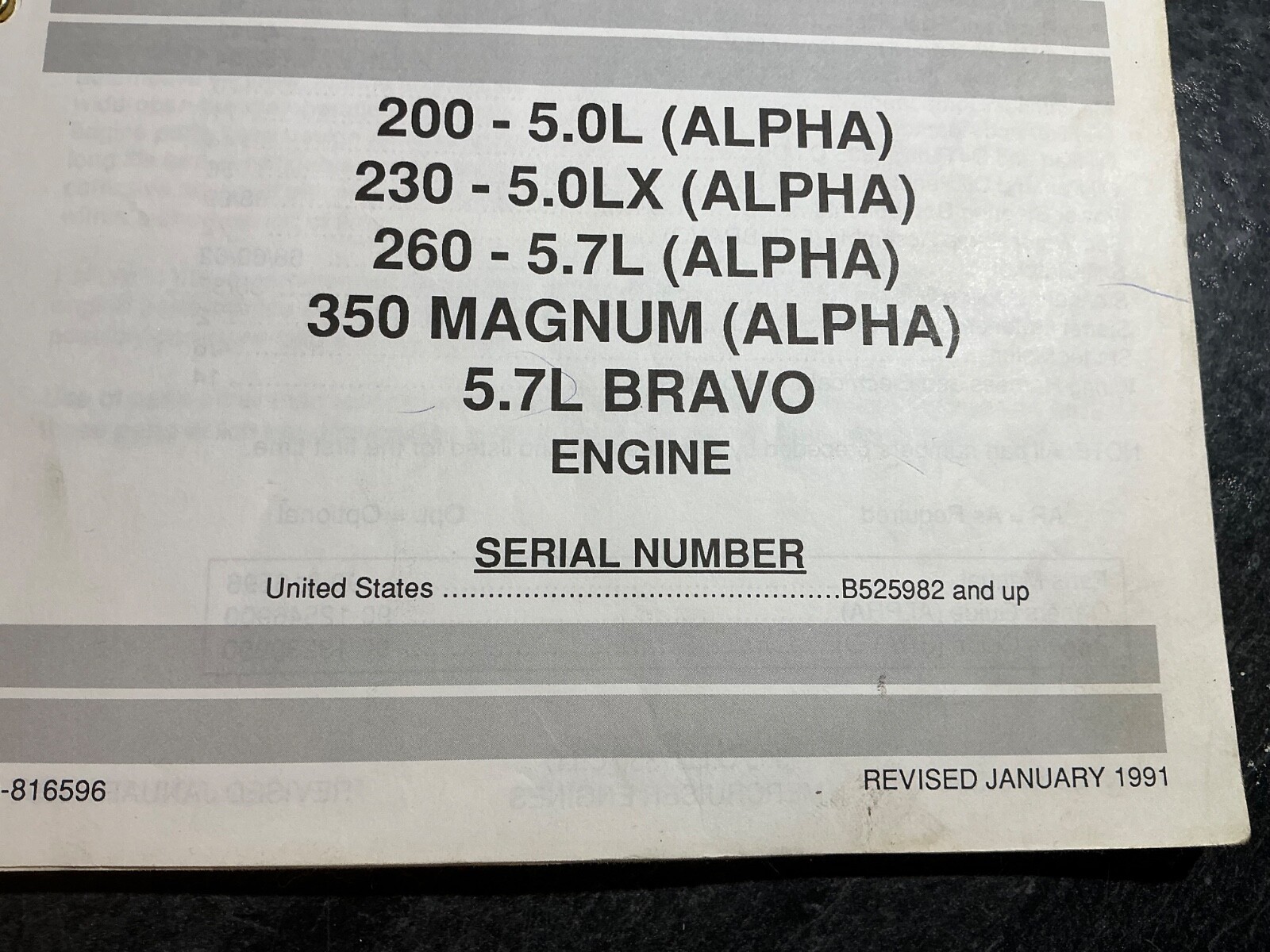 Mercruiser 200 5.0L 230 5.0LX 260 5.7L 350 Magnum Alpha 5.7L Bravo Parts Catalog