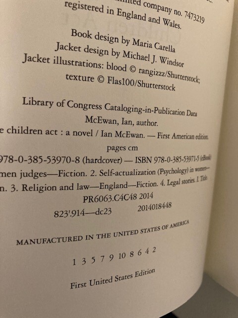 The Children Act by Ian McEwan (2014, HC) SIGNED 1st Printing Like New