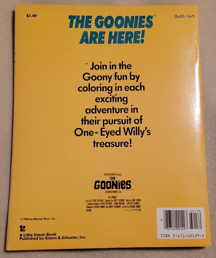 1985 THE GOONIES COLORING FUN Coloring Book UNUSED 1st Print Nancy Duell Vintage