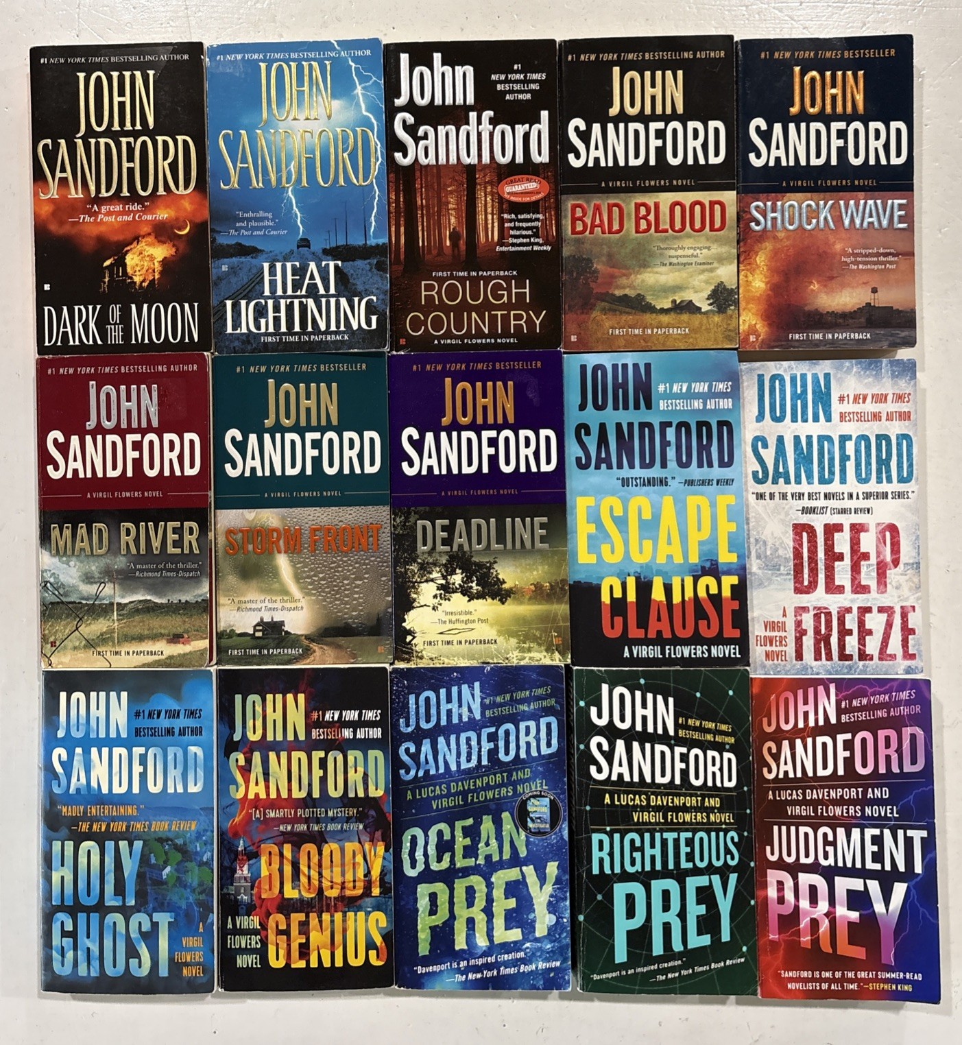 Complete VIRGIL FLOWERS Series #1-15 JOHN SANDFORD 15 Book Paperback Lot Set VG