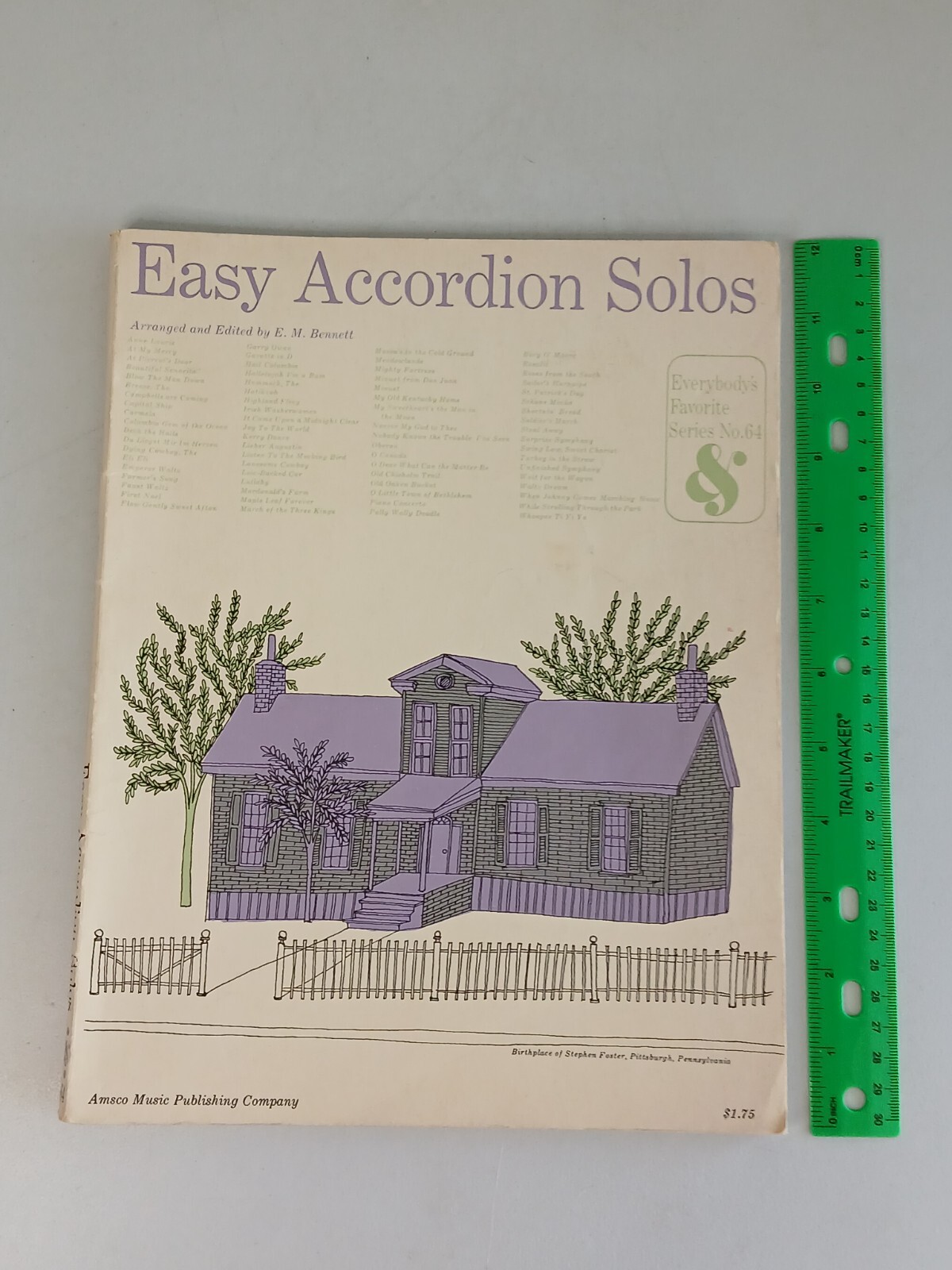 Vintage Sheet Music Book EASY ACCORDION SOLOS (Amsco, 1947) E.M. Bennett ~ Used