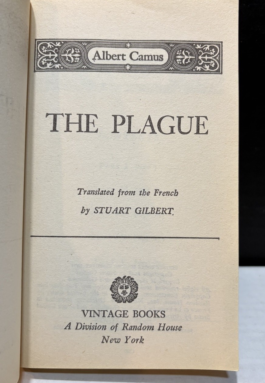 1972 1st Printing Vintage Books PB „THE PLAGUE“ by Albert Camus