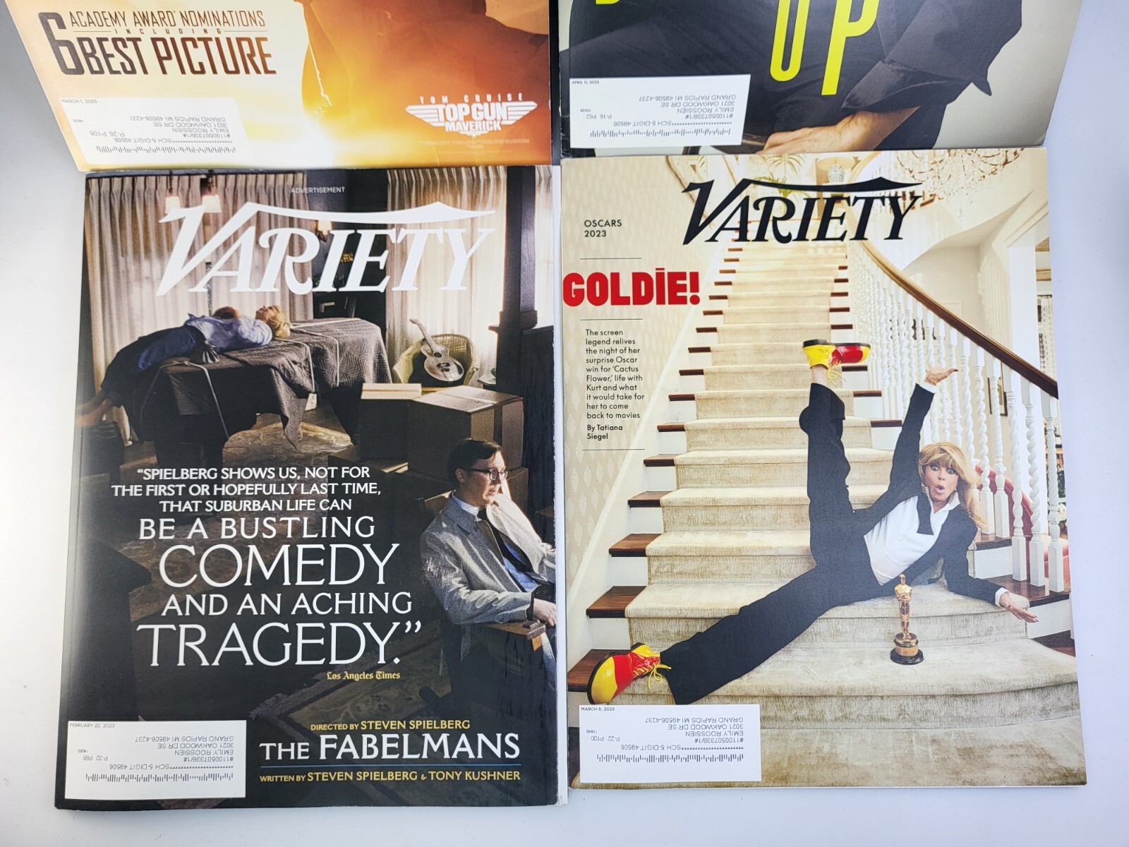 VARIETY MAGAZINE LOT 5 ISSUES: FEB 22, MAR 1 & 8, APR 5 & 11 GOLDSTEIN MARIO