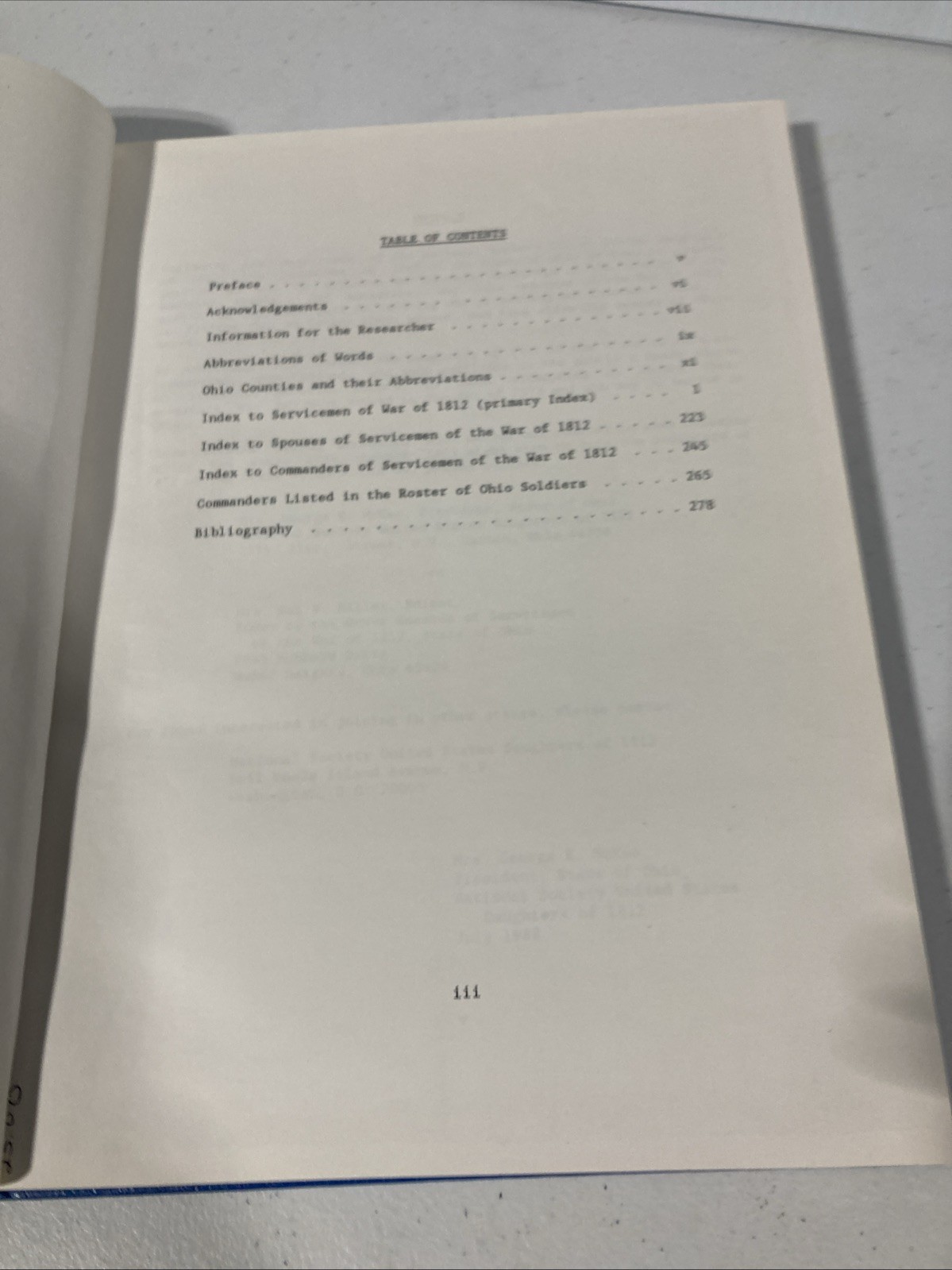 Index to the Grave Records of Servicemen of the War of 1812 State of Ohio HC