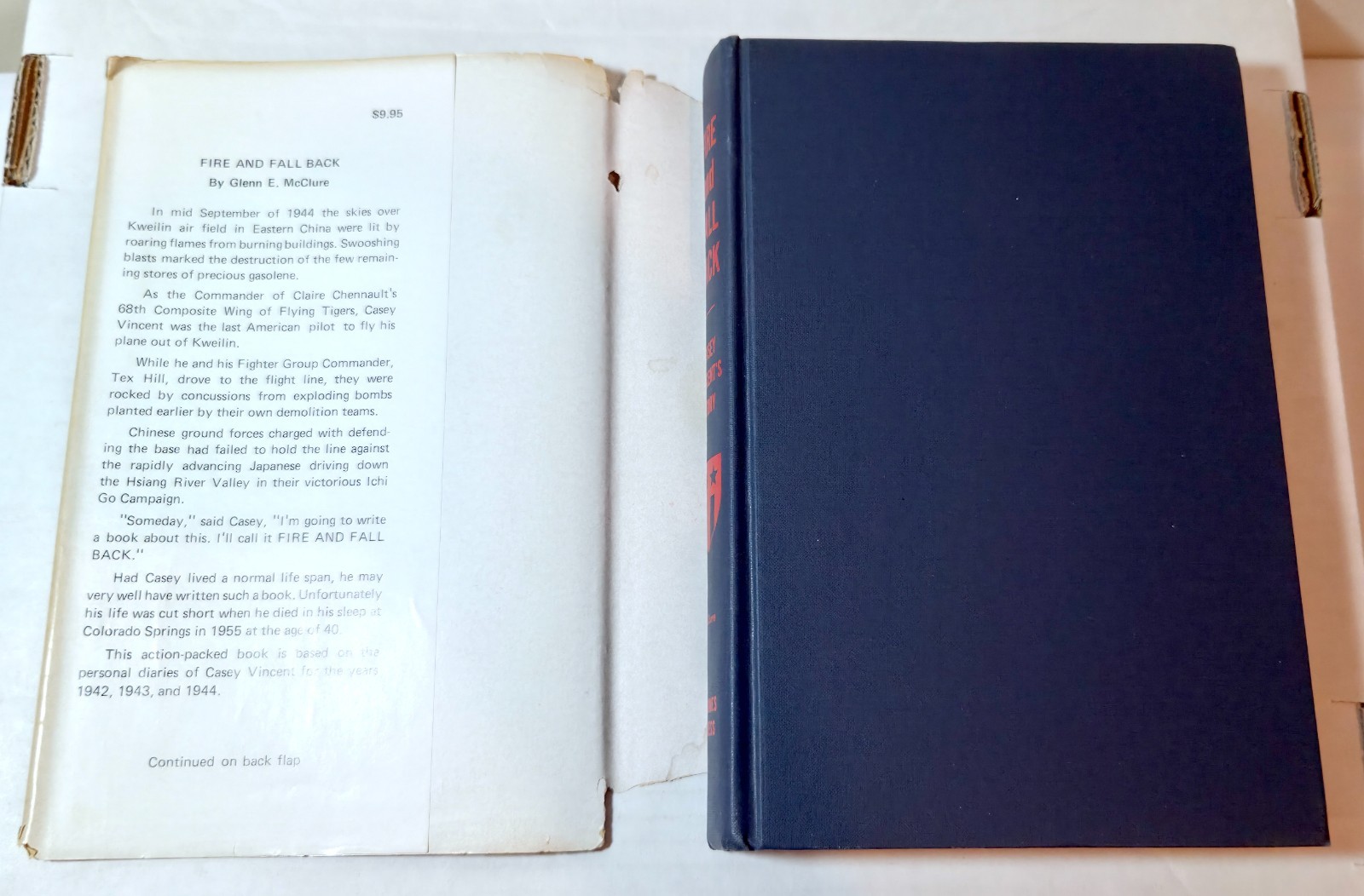 1975 „Fire and Fall Back“ Casey Vincent WWII in China Burma India book