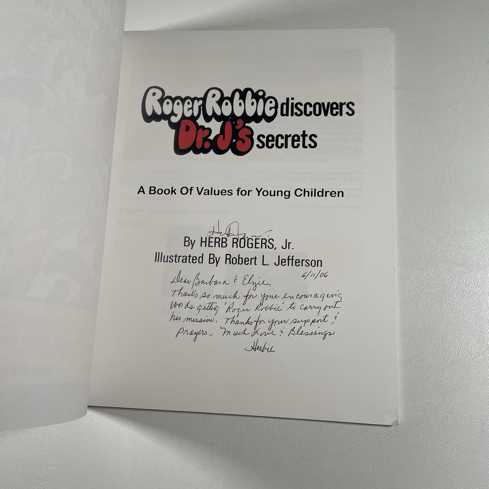 Roger Robbie Discovers Dr. J’s Secrets Signed Book Herb Rogers Jr 2006 Autograph