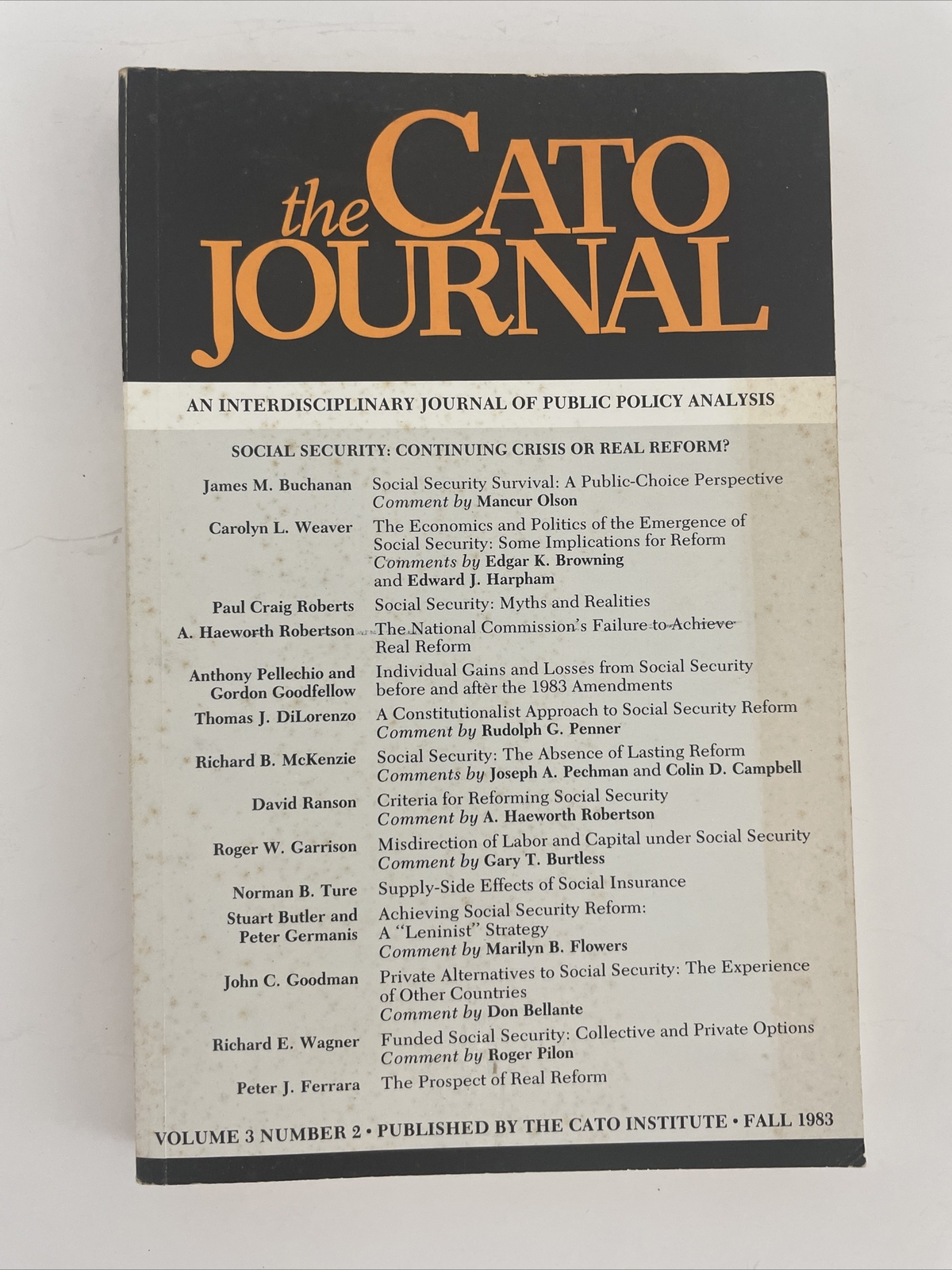 The Cato Journal Spring Fall 1983 Lot 2 Books Vtg Public Policy Analysis