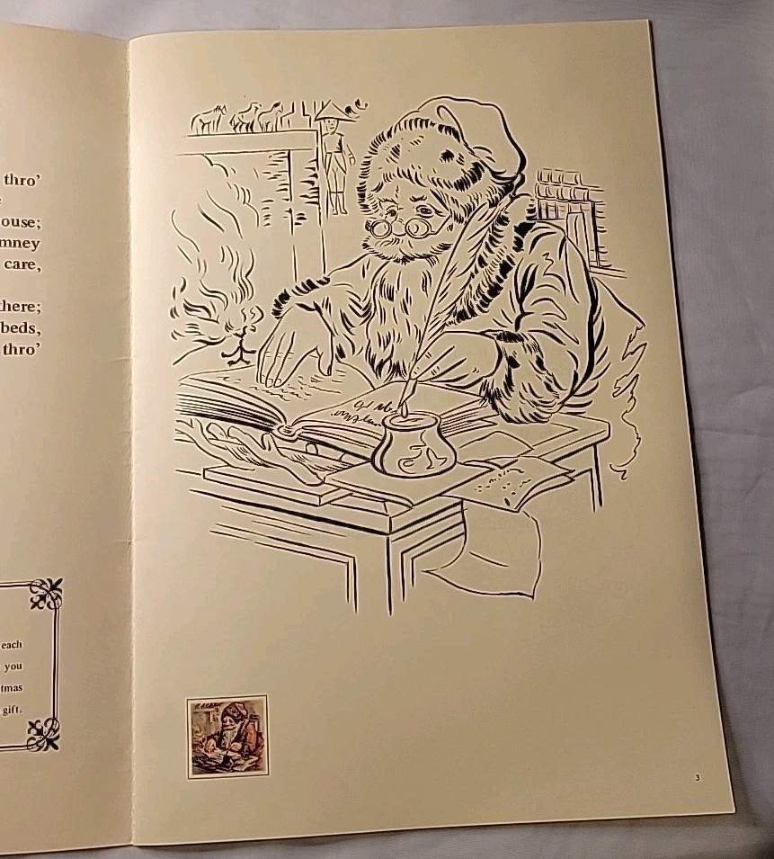 Vintage 1970s The Night Before Christmas Coloring/Story Book 15″ x 10.5″ Unused