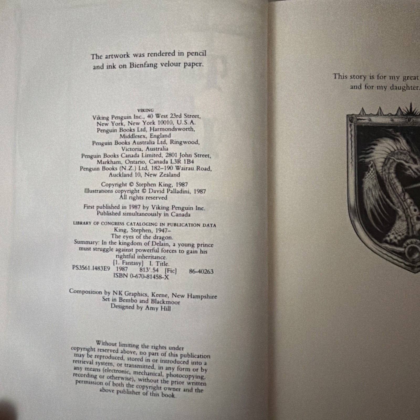Stephen King Eyes of the Dragon (1987) Hardcover First Edition