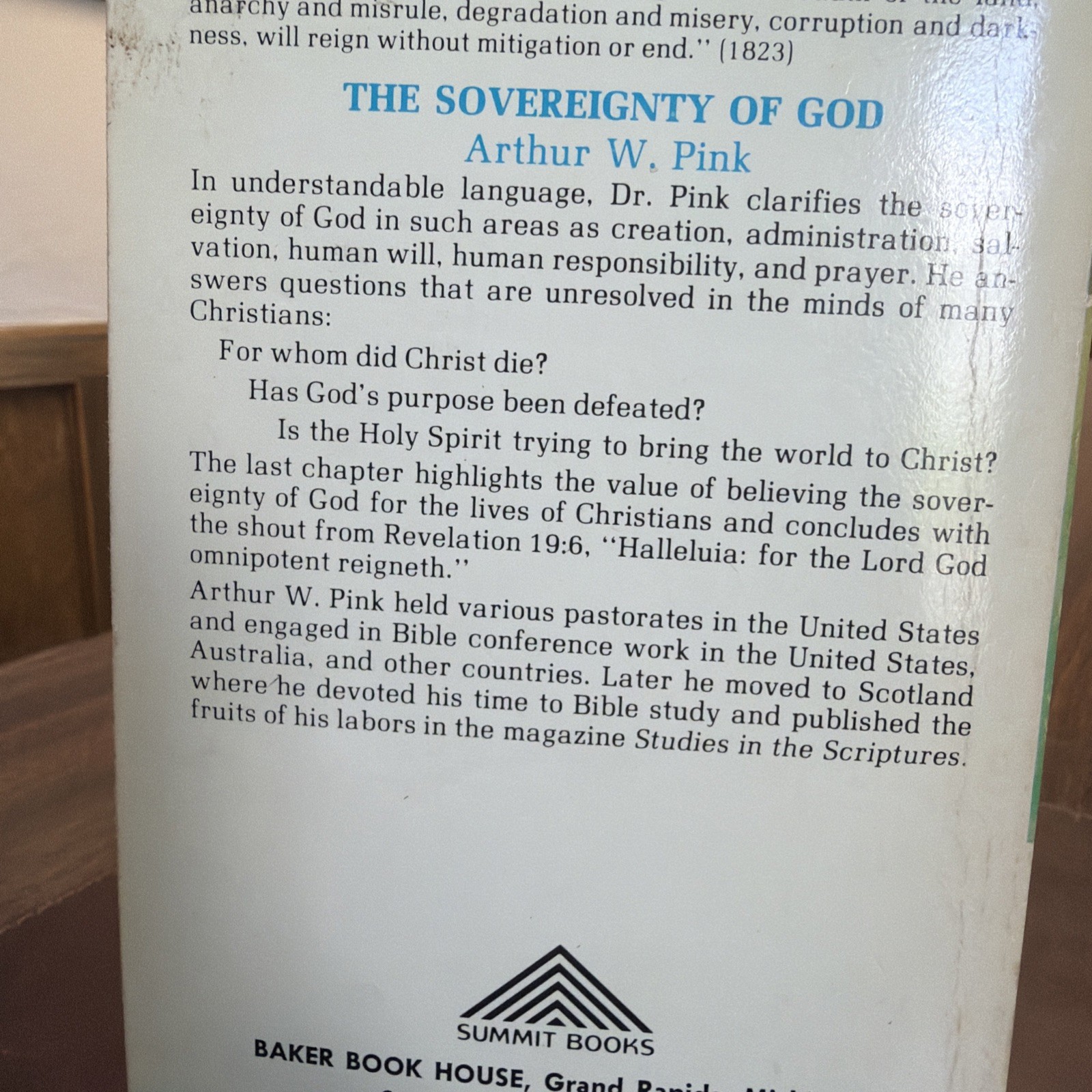 “The Sovereignty of God” by Arthur W. Pink | 1984 Paperback