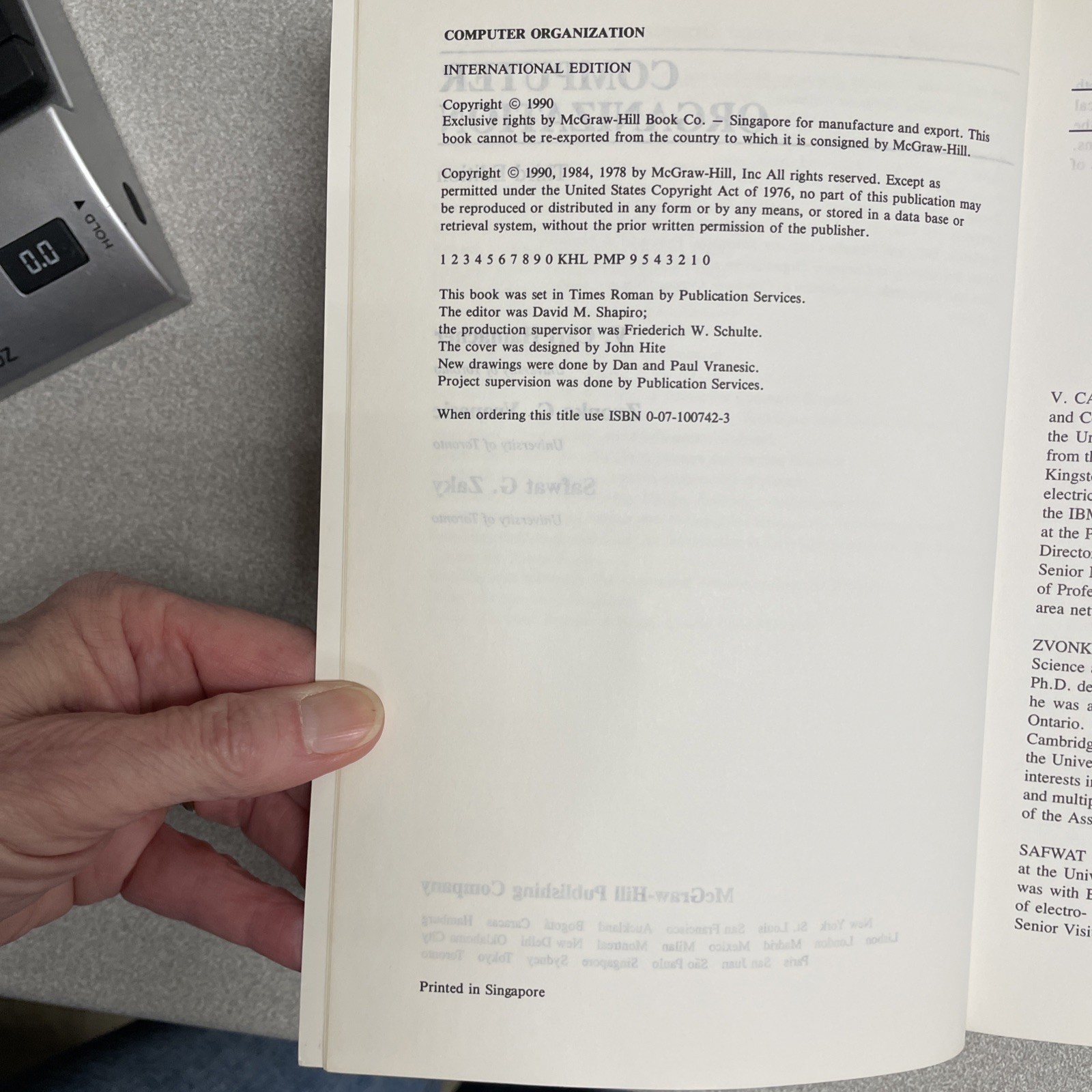 COMPUTER ORGANIZATION 3rd Intl Ed 1990 Hamacher Vranesic Zaky TPB VERY GOOD