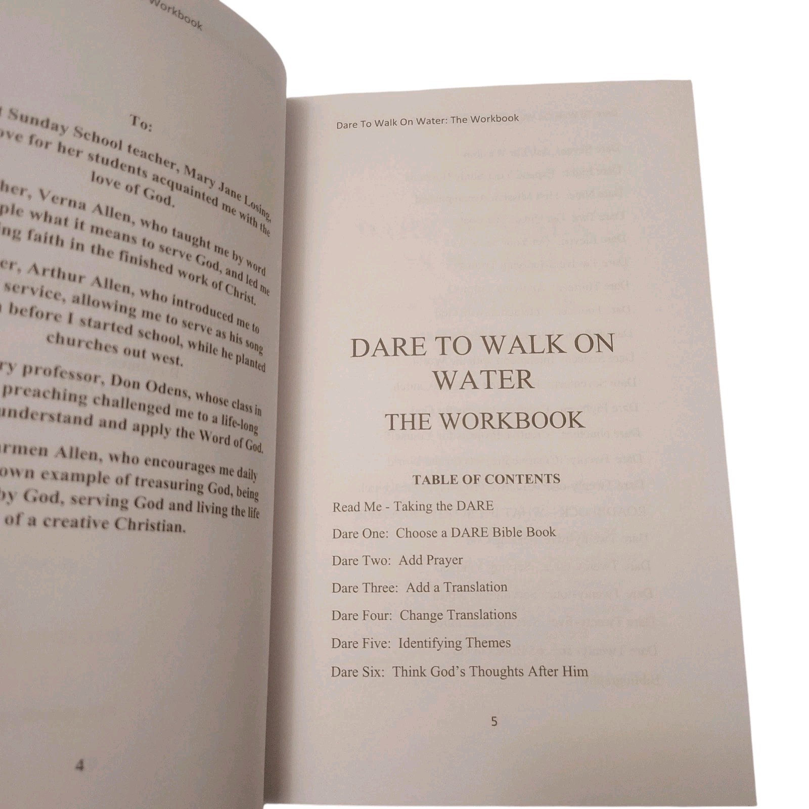 Dare To Walk On Water Workbook Robert A. Allen 26 Dares Bible Study Guide Action