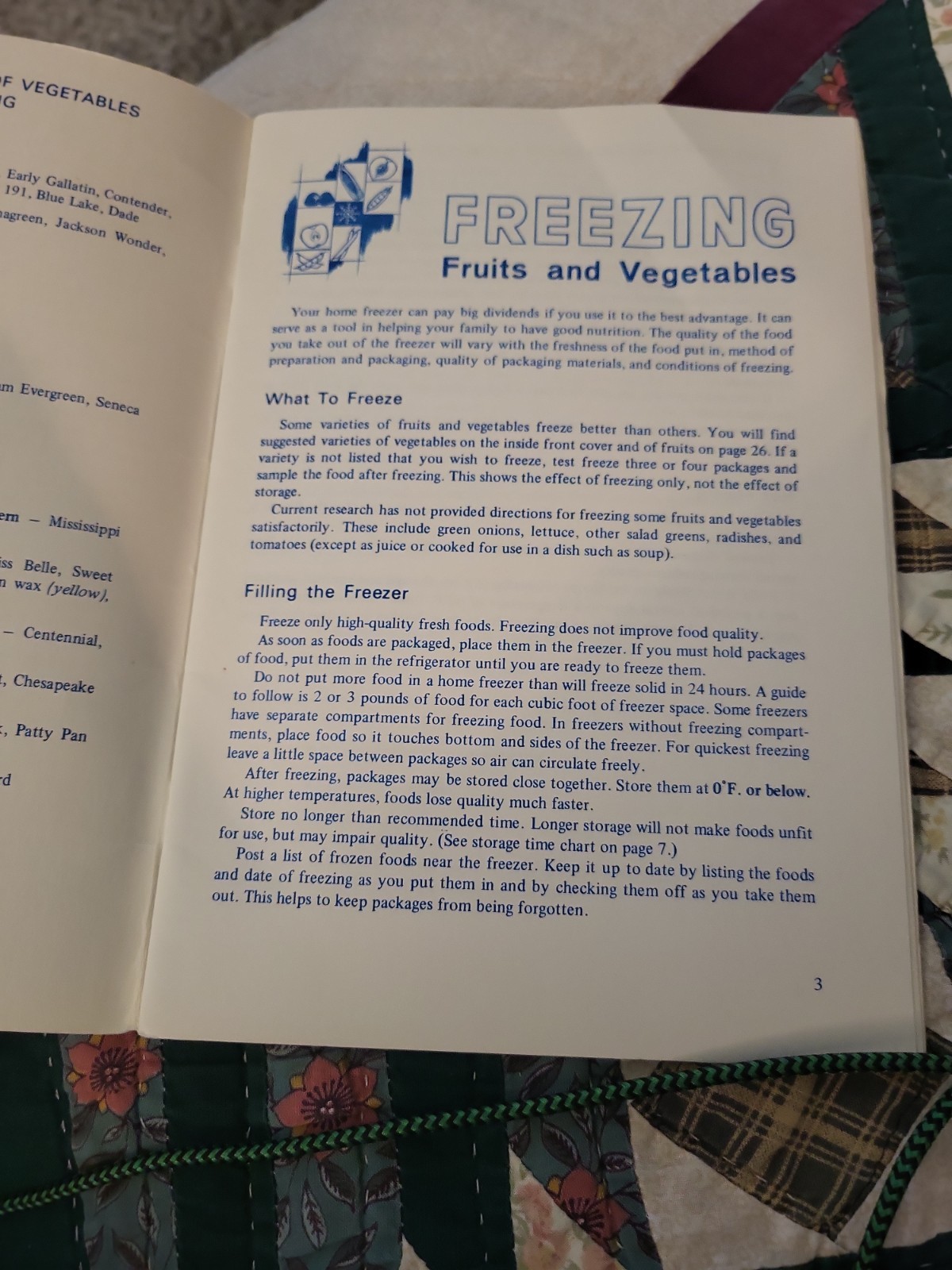 Freezing Fruits And Vegetables. Mississippi Extension Service Booklet. 26 Pages