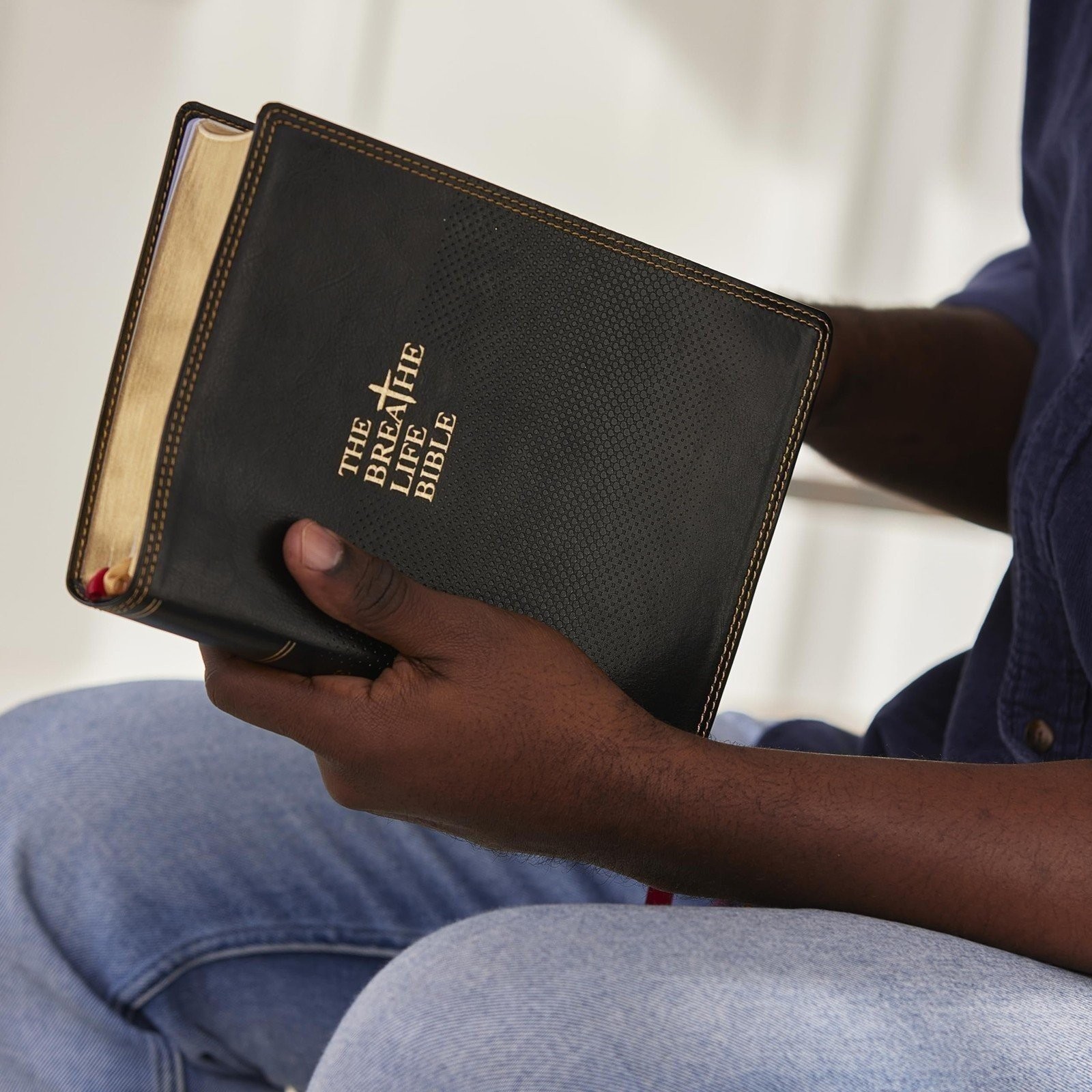 The Breathe Life Holy Bible: Faith in Action (NKJV, Black Leathersoft, Red…