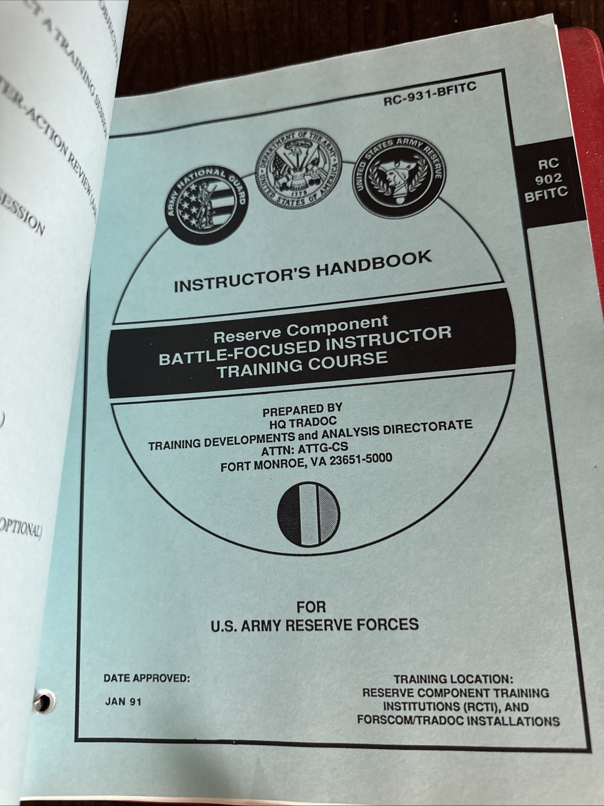 COMPLETE SET Reserve Component Instructor Training Course Loose Leaf Lot