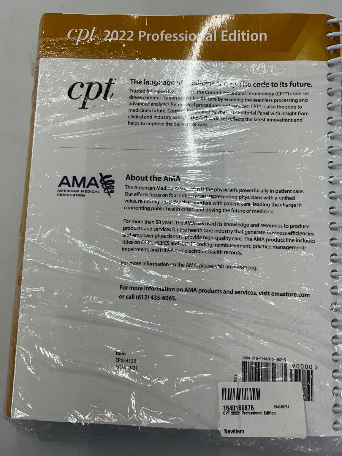 CPT 2022 Professional Edition AMA Medical Coding Book Spiral Bound