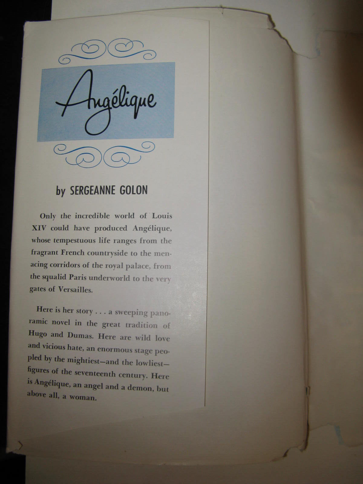 Angelique book 1 by Sergeanne Golon hardcover book with dustjacket by Lippincott