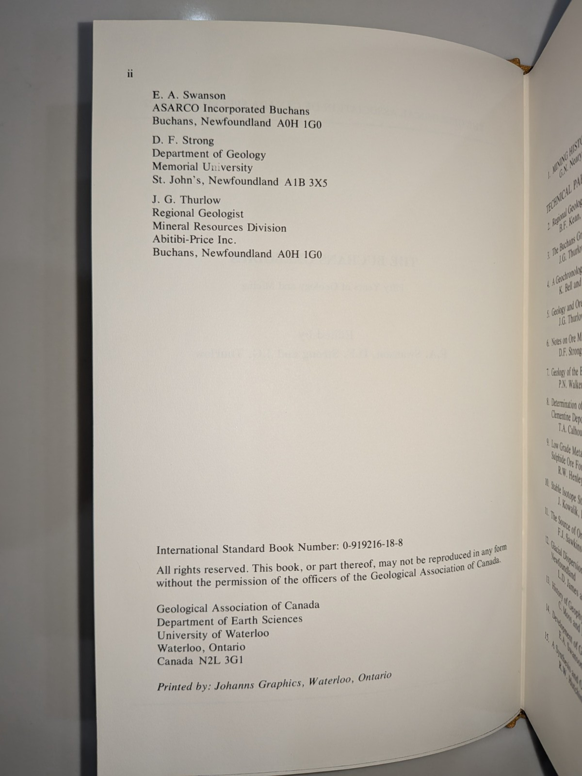 The Buchans Orebodies | 1981 GAC Special Paper 22 | Mining Geology Hardcover