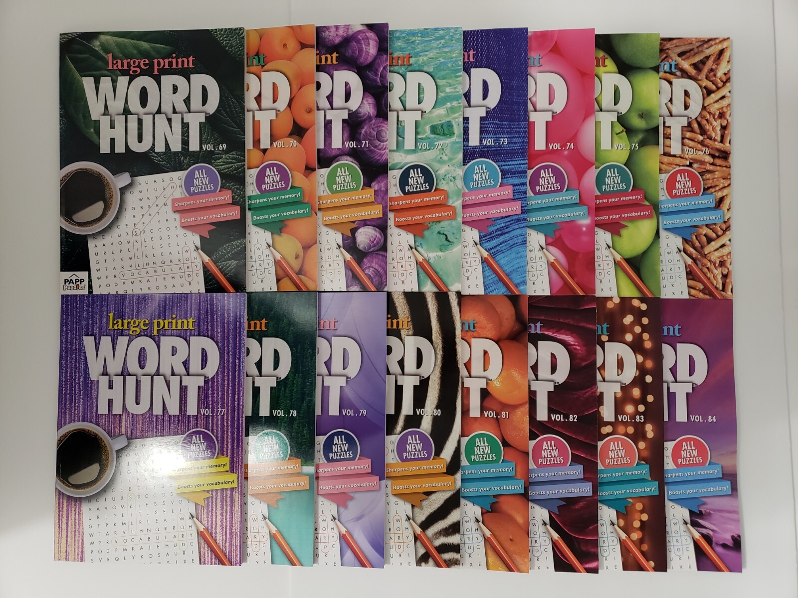 Large Print Word Hunt Puzzle Books Papp Search,Find,Game,Hobby Pick up to 20Vols