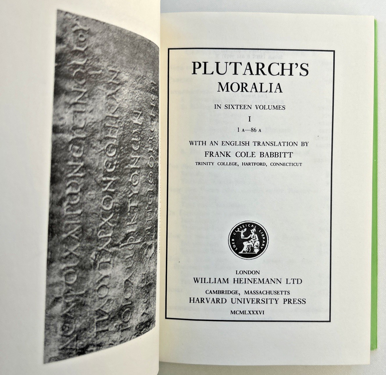 Plutarch Moralia Vol 1 Education of Children Loeb Classical Library Hardcover
