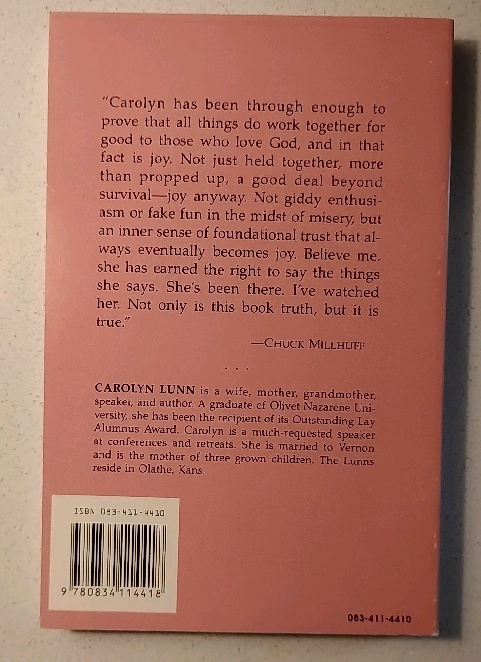 Signed Joy Anyway Carolyn Lunn 1992 PB First Printing Christian Devotional VG