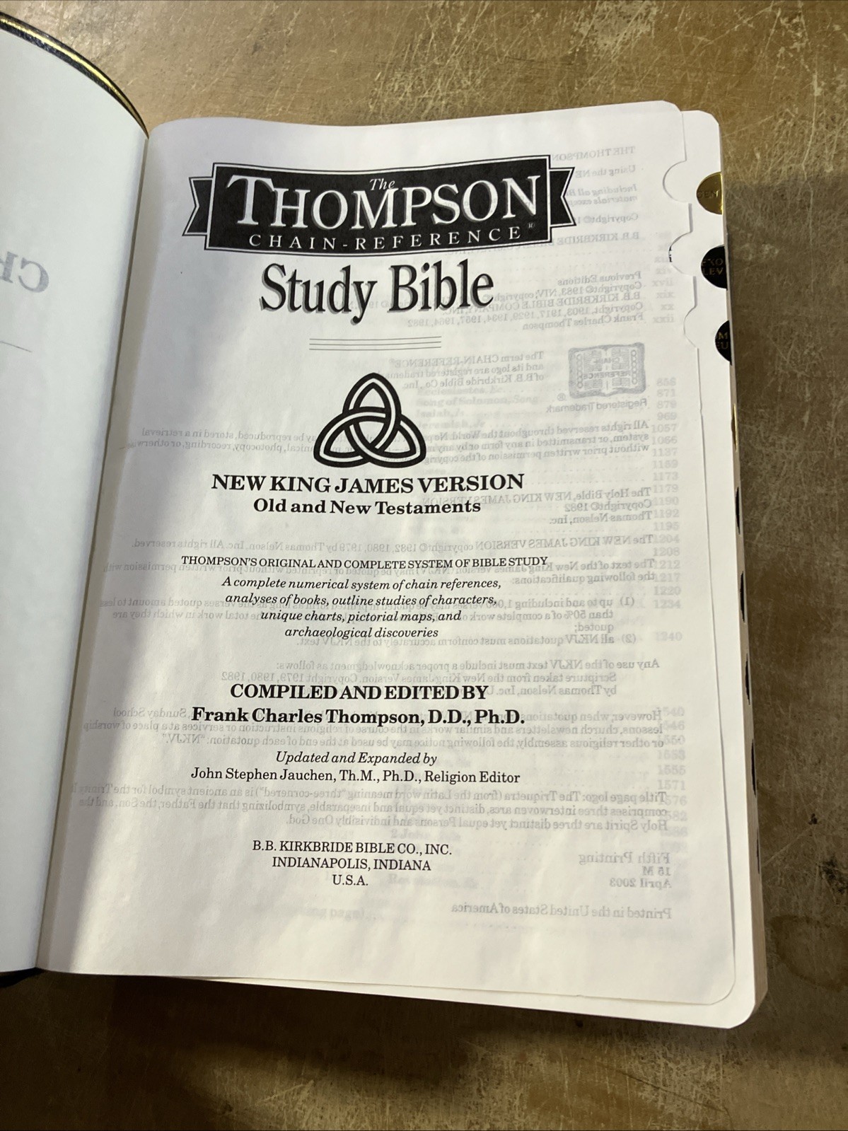 Kirkbride NKJV Thompson Chain Reference Bible Genuine Leather 306 USA Like New!