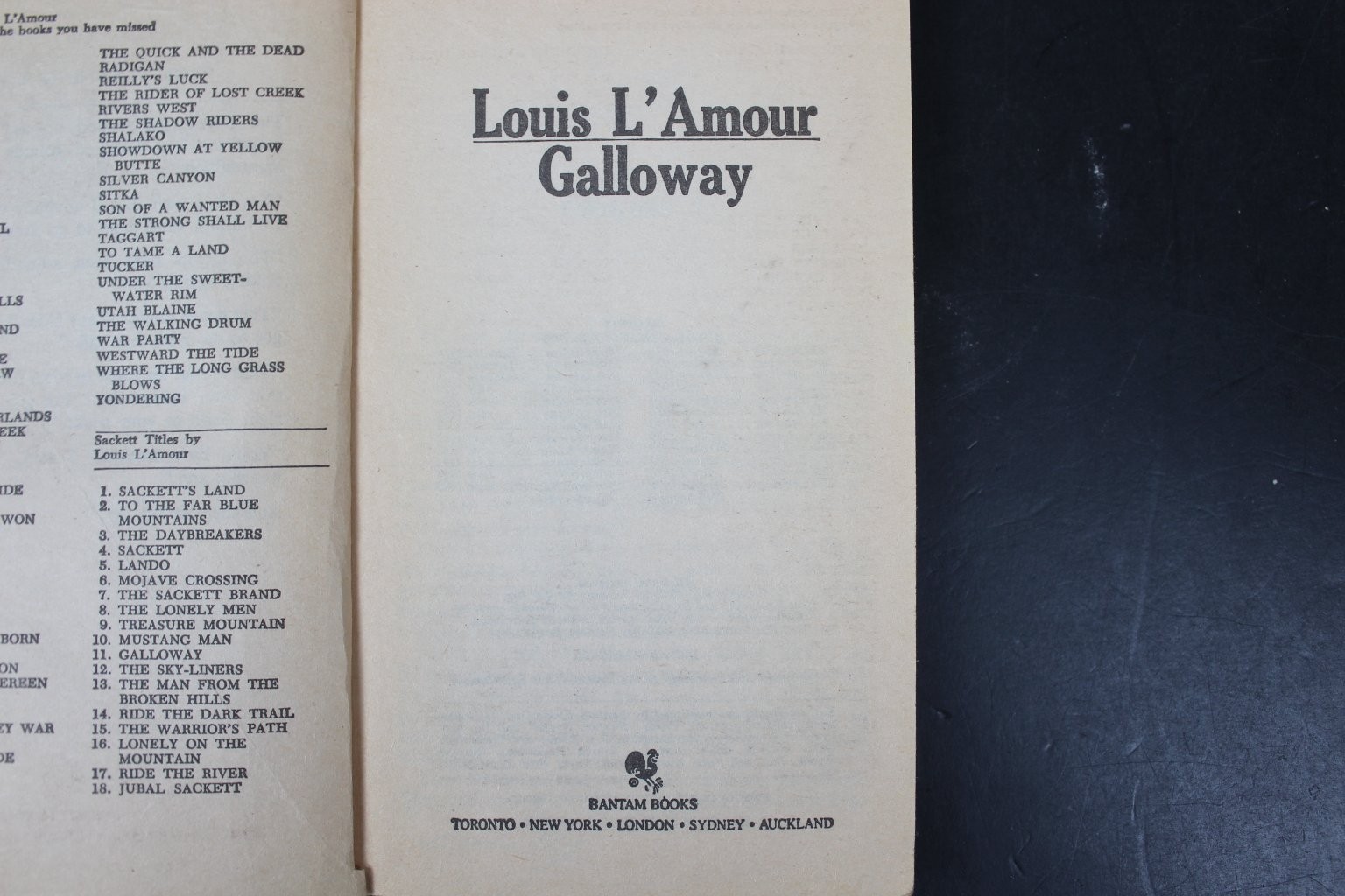 Galloway Louis L’Amour 1986 The Sacketts Western Adventure Bantam Books PB