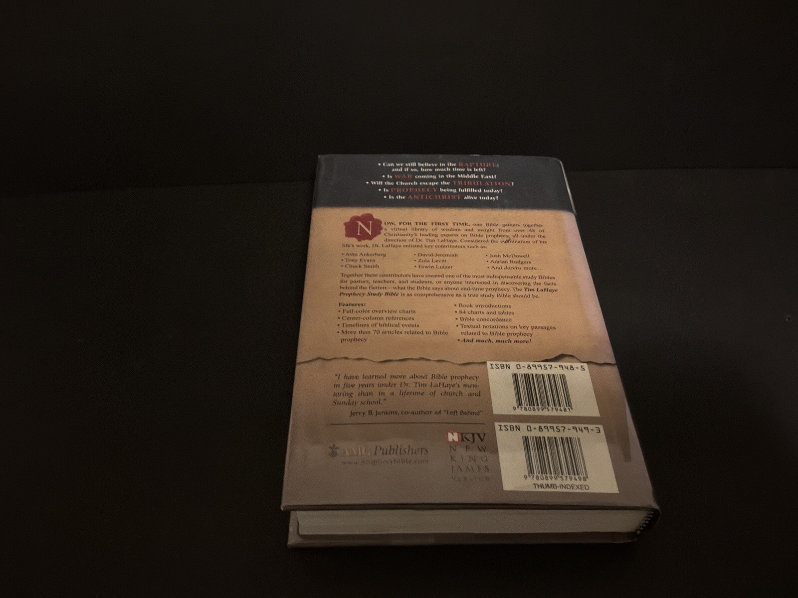 Prophecy Study Bible By Tim Lahaye Hardcover NKJV