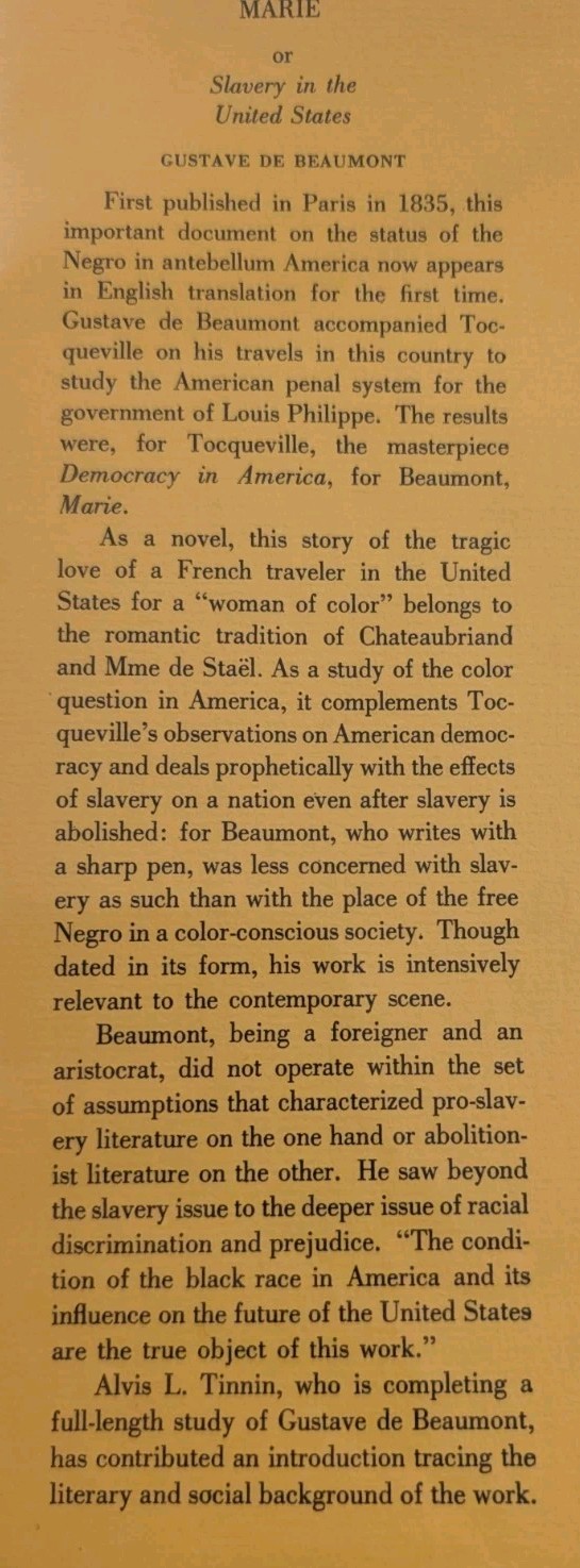 Marie or, Slavery in the United States(1958)