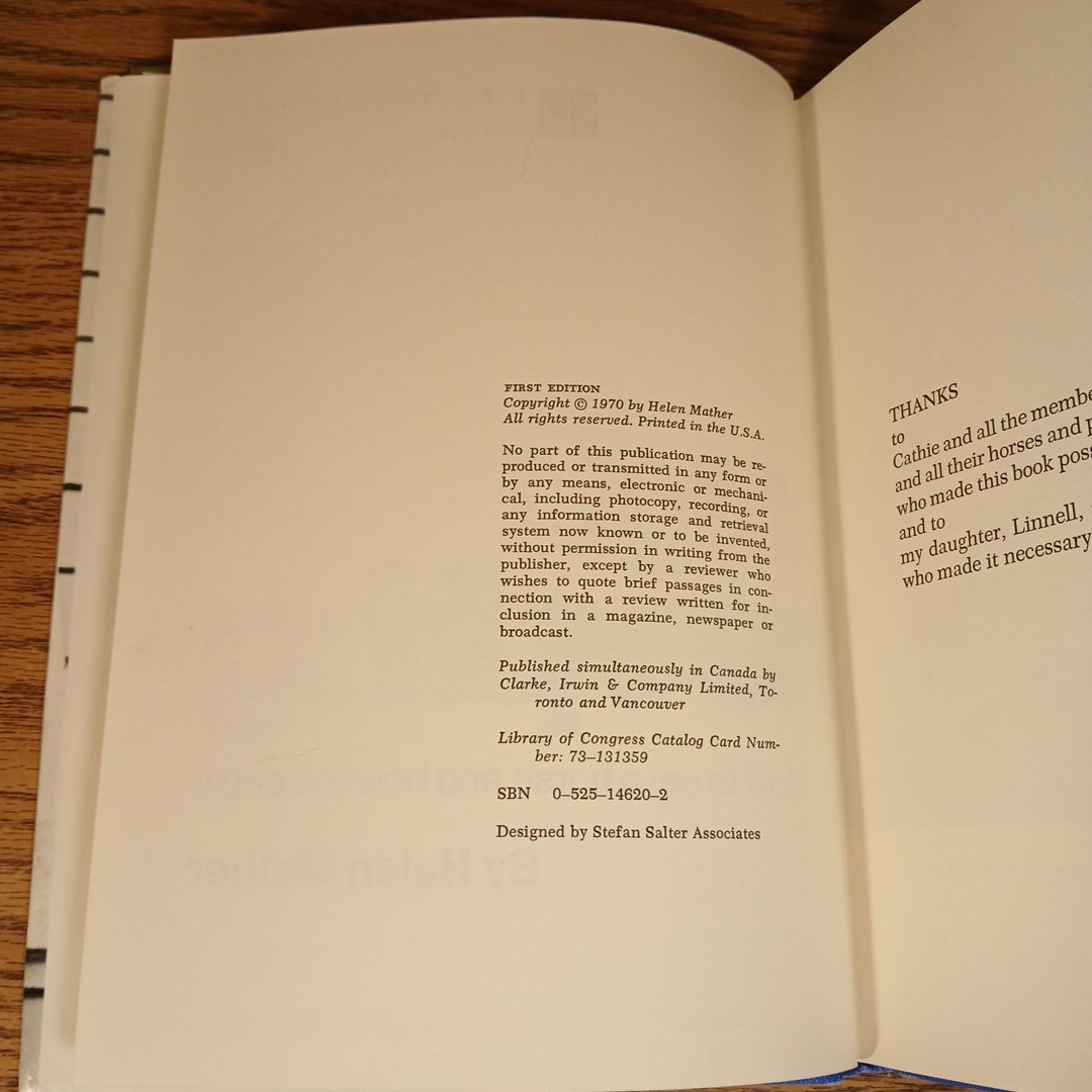 Light Horsekeeping By Helen Mather 1970 Hardcover