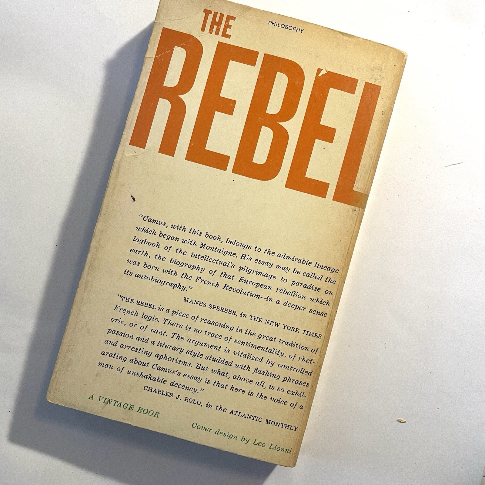 THE REBEL by Albert Camus 1954 – 1st US Edition – PB Philosophy Book *GOOD*
