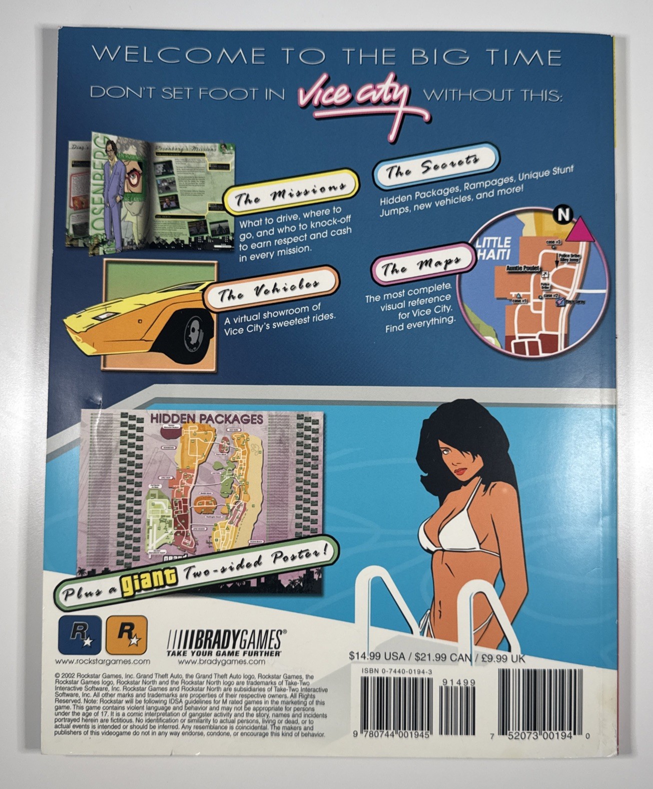 Grand Theft Auto: Vice City BradyGames Official Strategy Guide 2002 with Poster