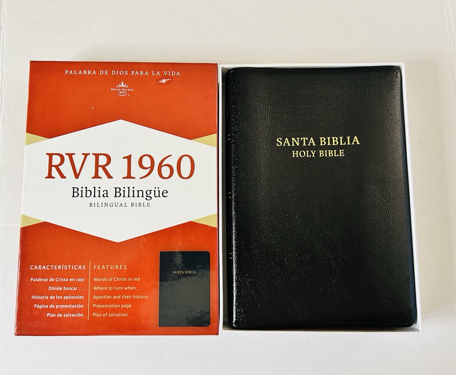 SANTA BIBLIA BILINGUE BIBLE RVR 1960 KJV SEALED BLACK LEATHER New Open/box