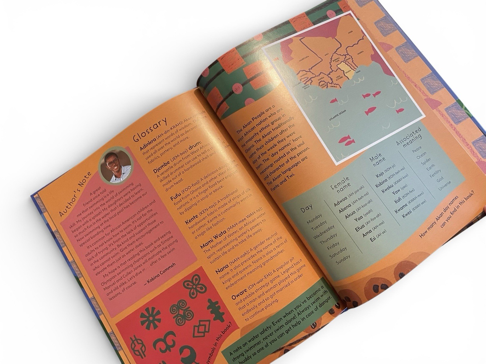 Kwesi and Nana Ruby Learn to Swim by Kobina Commeh HB Book Adinkra