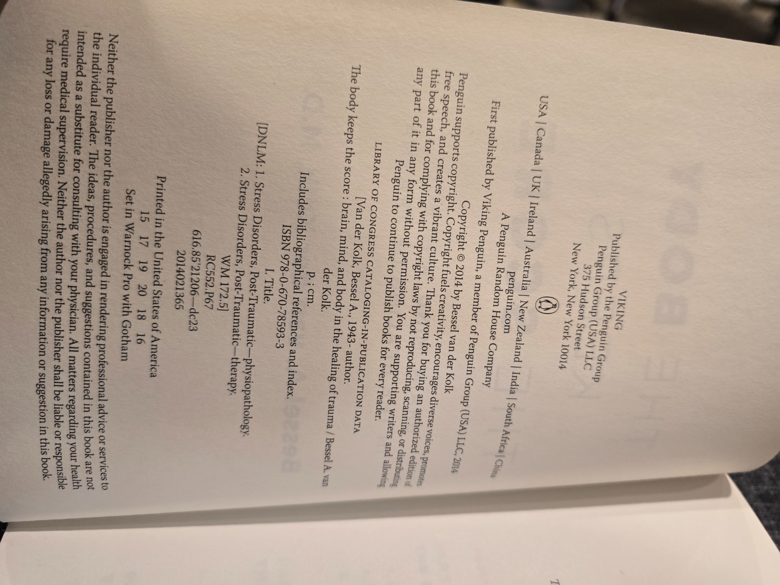 EUC Hardcover Book-The BODY KEEPS the SCORE/Bessel Van Der Kolk, M.D.-Psychology