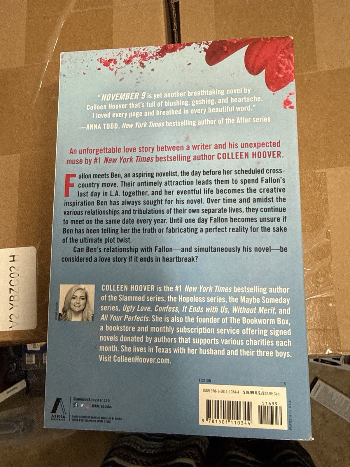 November 9 : A Novel by Colleen Hoover (2015, Trade Paperback)