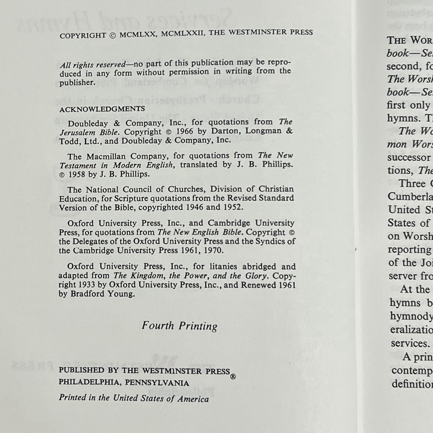 The Worship Book Services & Hymns 1970 Presbyterian Hymnal Liturgies Communion