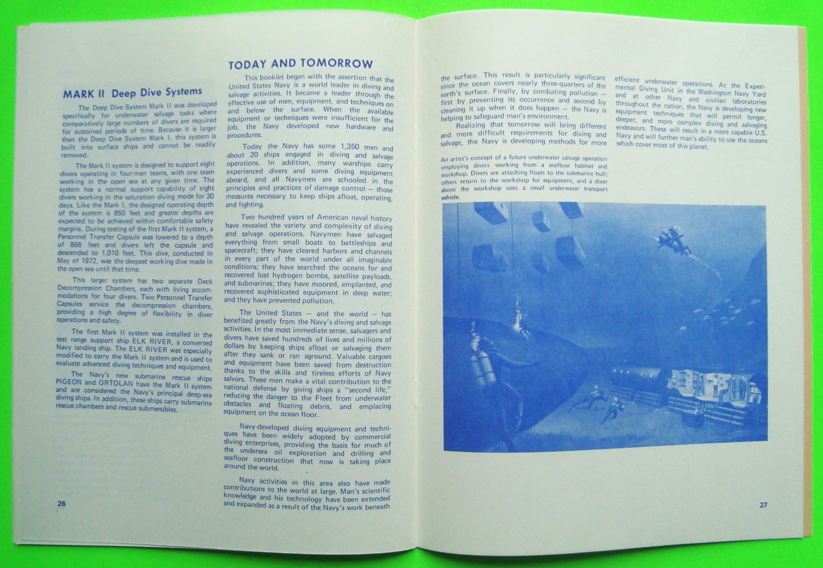 1974 DIVING AND SALVAGE IN THE U.S. NAVY Official USN Book BOB CARLISLE Xlnt+++