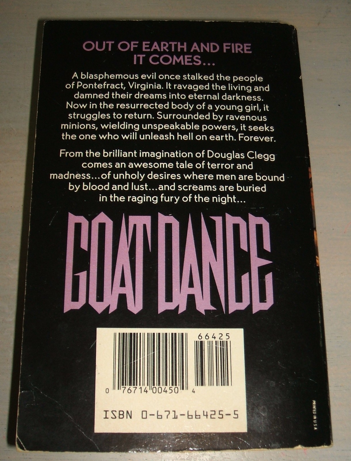 Goat Dance by Douglas Clegg 1989 First Edition, First Printing PBO see Listing
