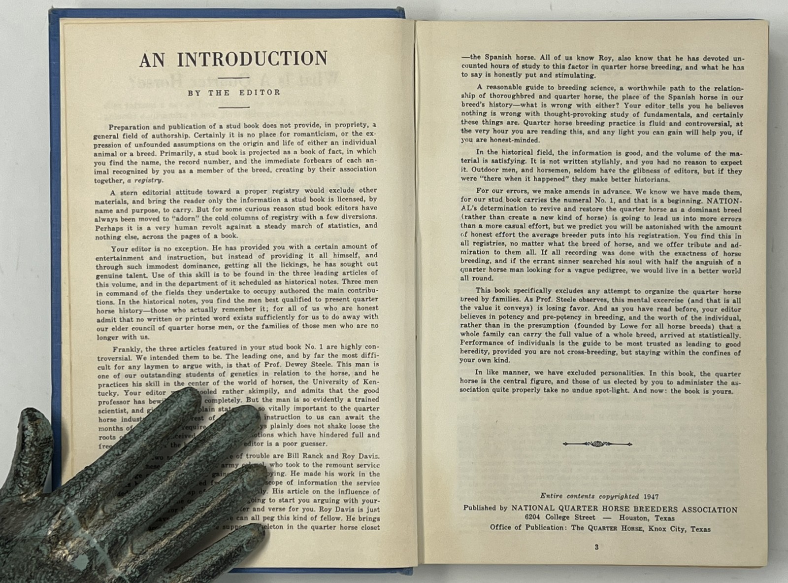 EQUESTRIAN / HORSES: N.Q.H.B.A. Permanent Stud Book: No. 1 & 2 – 1947/1948 HCs