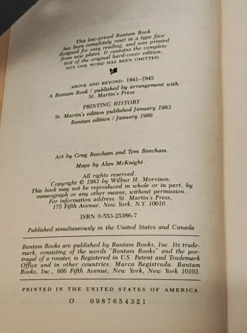 ABOVE AND BEYOND: 1941-1945 By Wilbur H. Morrison – SIGNED pb