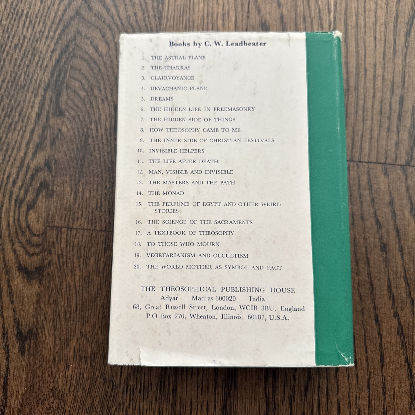 THE HIDDEN SIDE OF THINGS BY C.W. LEADBEATER 1977 HC DJ Occult