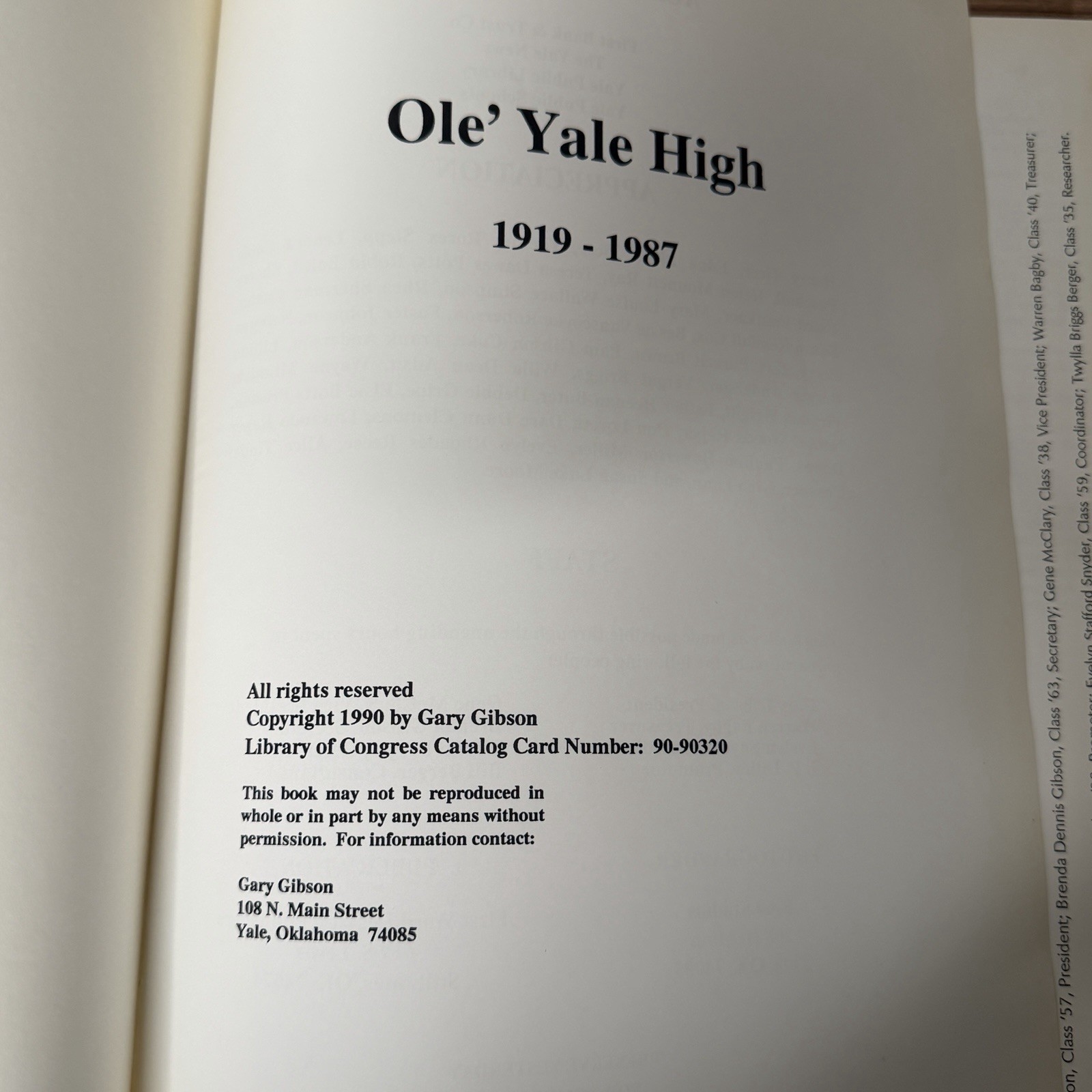 Ole‘ Yale High 1919-1987 Oklahoma High School Yearbook History Payne County HB