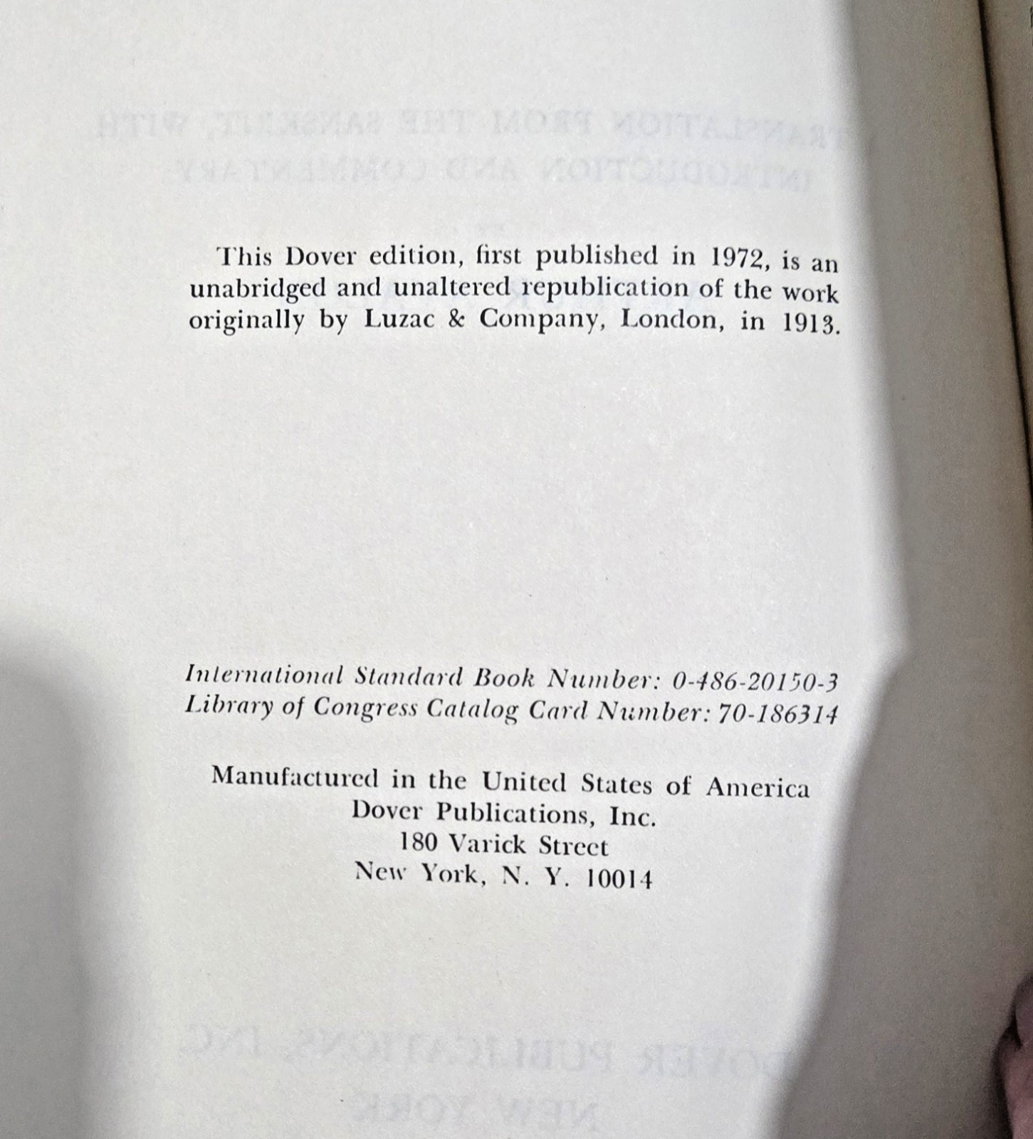 Tantra of the Great Liberation (English & Sanskrit Edition) 1972 PB – Acceptable