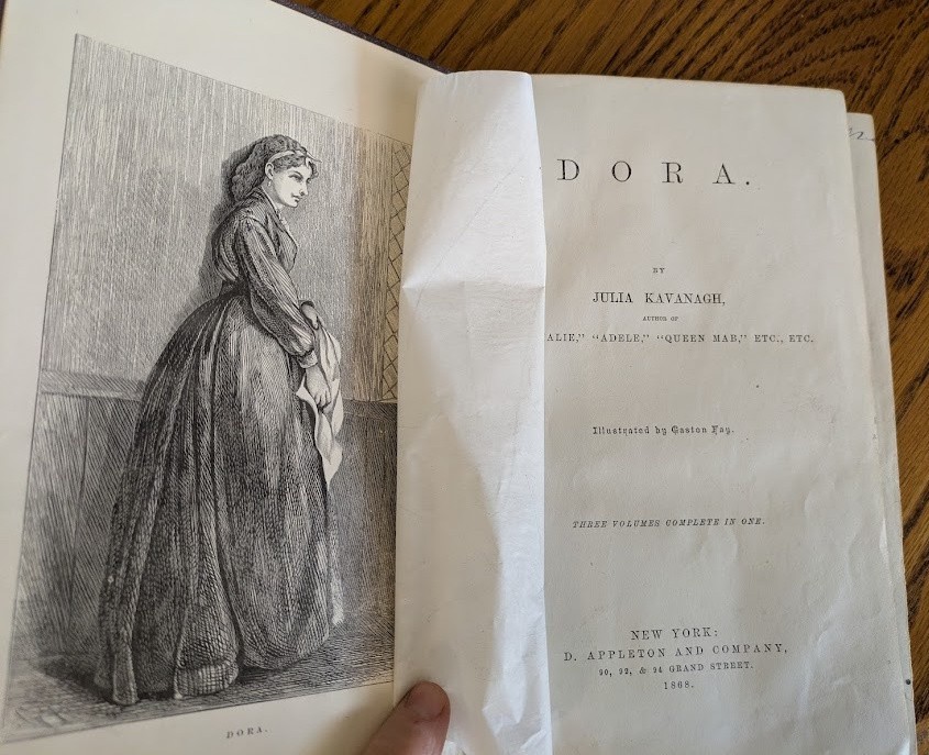 DORA 1868 novel by Julia Kavanagh Irish original HC from D. Appleton *RARE*