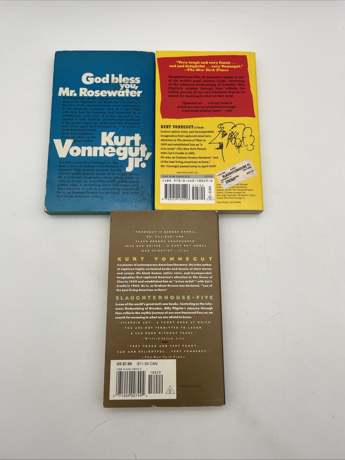 Lot of 7 Kurt Vonnegut, Jr. Novels Dell PB Vintage – Slaughterhouse 5 & MORE!