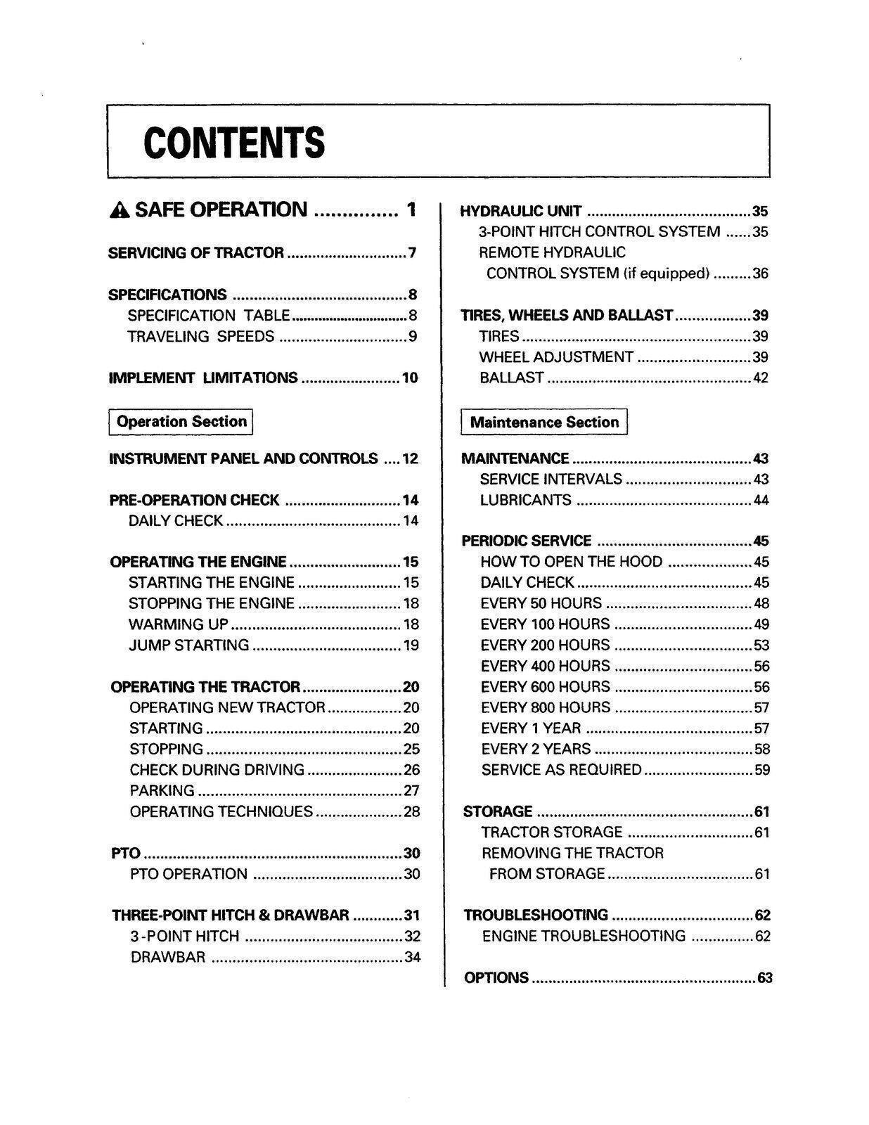 Kubota Tractor M4700 M5400 Operators Manual : 72 Pages