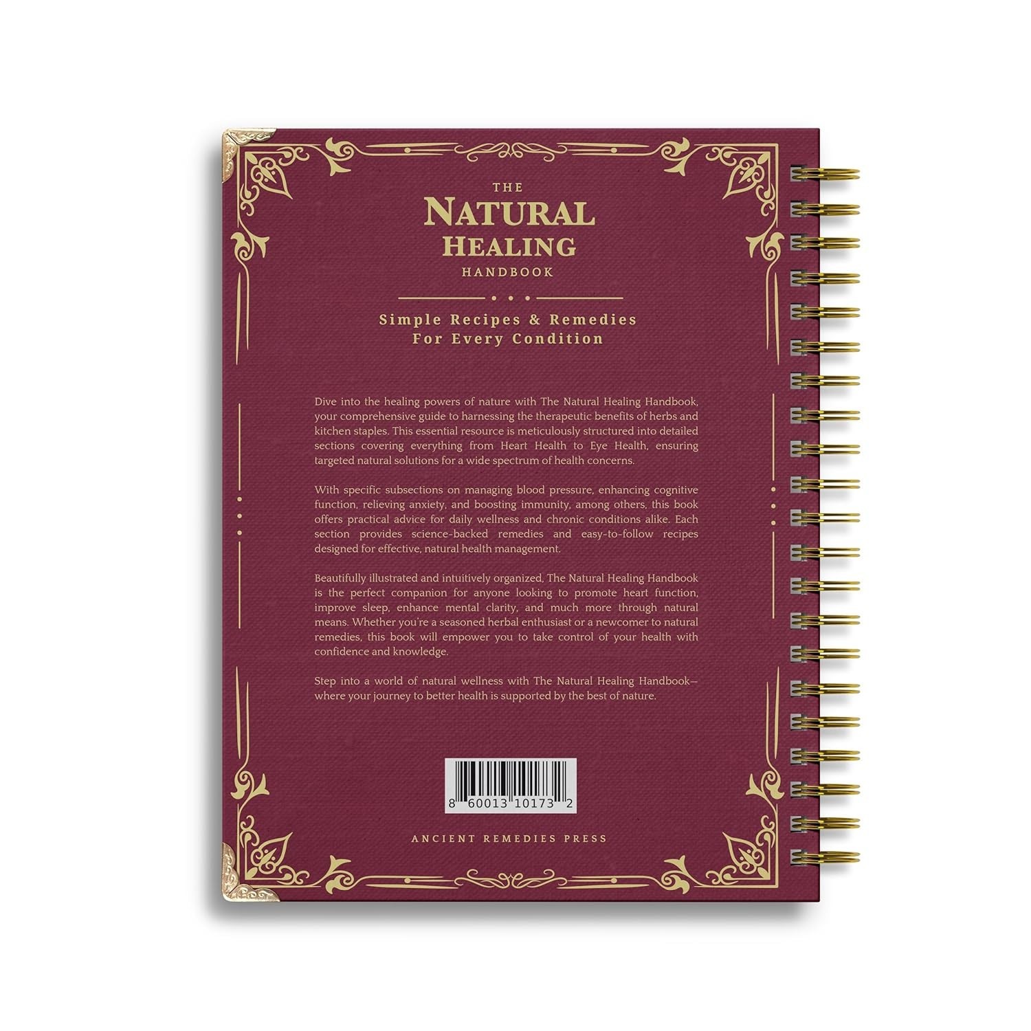 The Natural Healing Handbook, Spiral-Bound Guide for Herbal Remedies and Natural