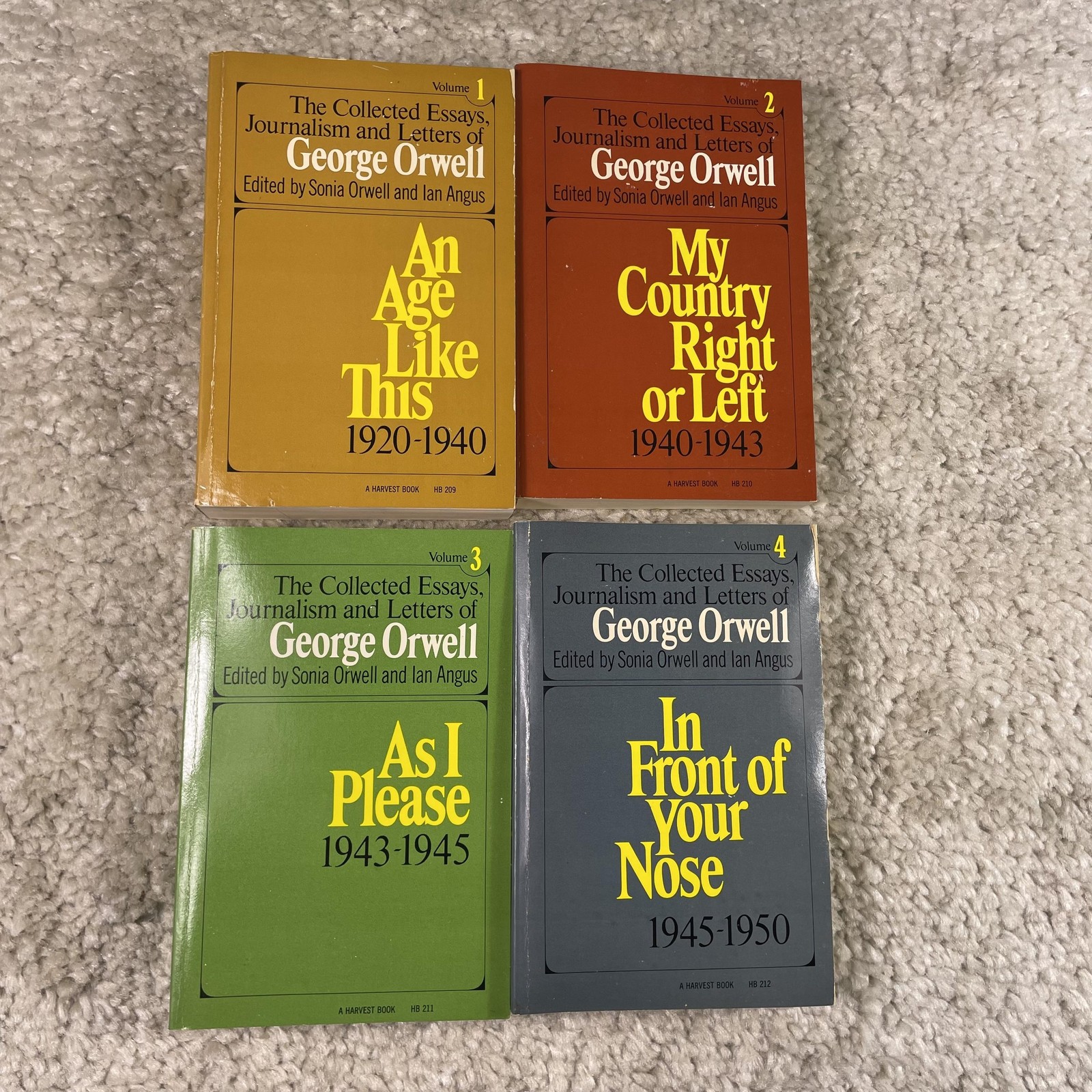Vintage George Orwell Collected Essays Journalism Letters 4 PB Box Set Harvest