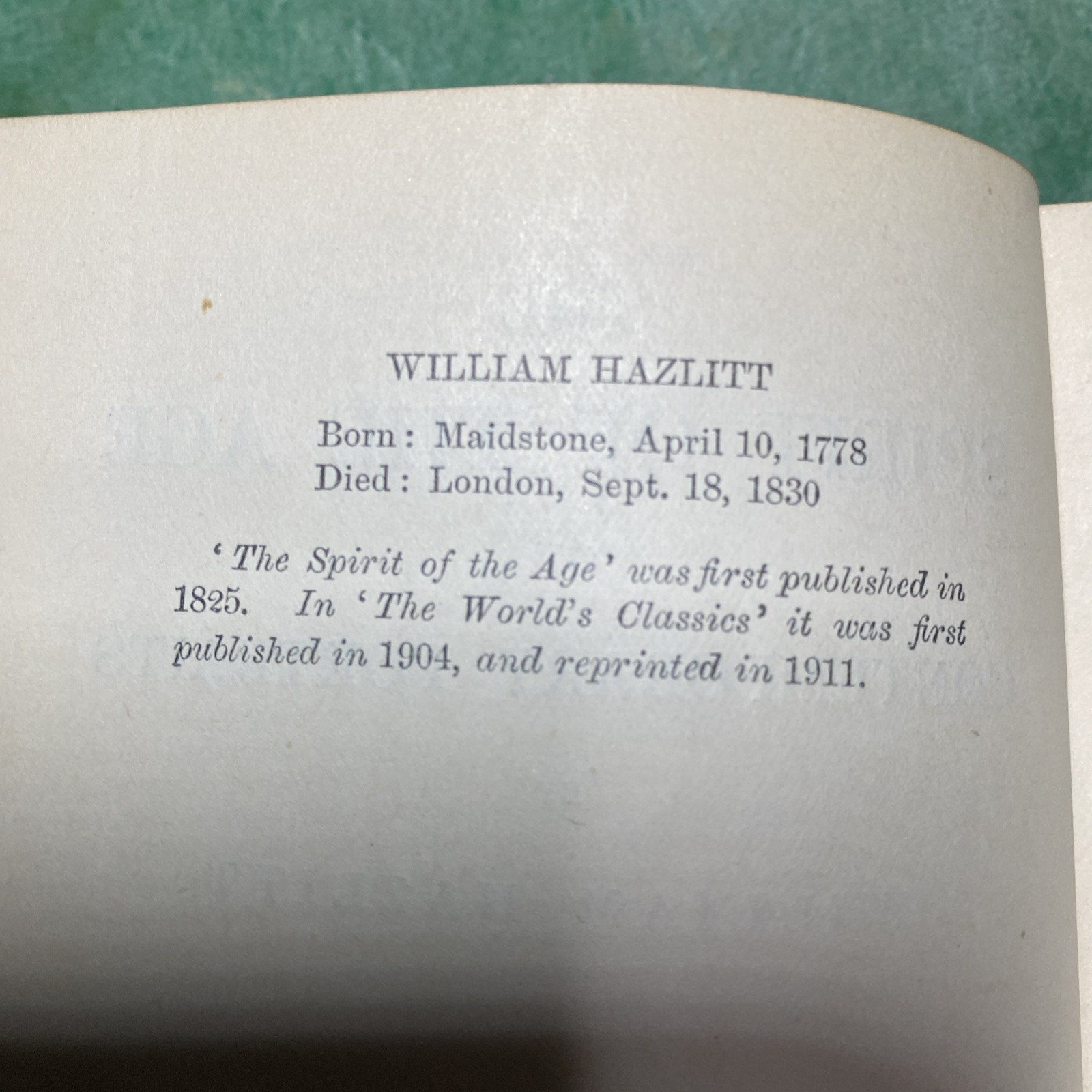 The Spirit Of The Age 1904 By Hazlitt, William [Leather Bound] Oxford Press